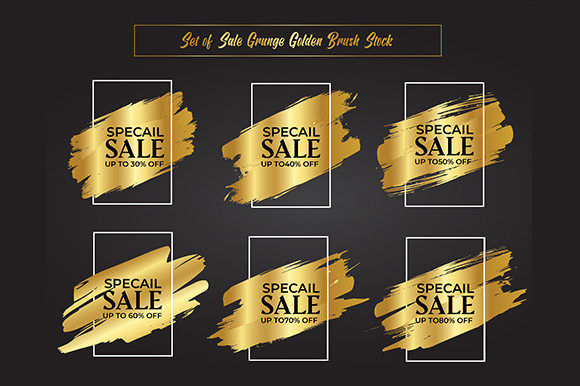 Download Sale Grunge Watercolor Golden Brush Set - Sale Collection