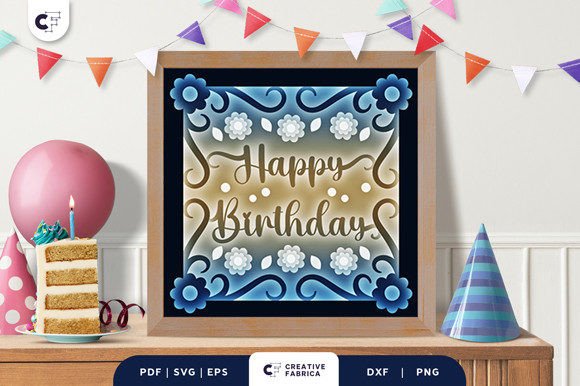 Download Floral Birthday Box 3D Shadow Box SVG - Birthday Collection