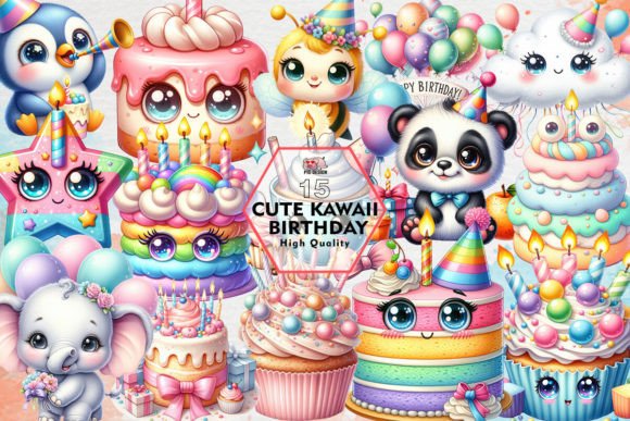 Download Cute Kawaii Birthday Sublimation Clipart - Birthday Collection
