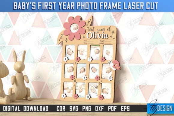 Download Baby’s First Year Photo Frame Laser Cut - Year Collection